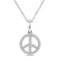 1/8 Ctw Round Cut Diamond Peace Petite Pendant With Chain in 10K White Gold