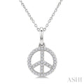 1/8 Ctw Round Cut Diamond Peace Petite Pendant With Chain in 10K White Gold
