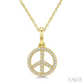 1/8 Ctw Round Cut Diamond Peace Petite Pendant With Chain in 10K Yellow Gold