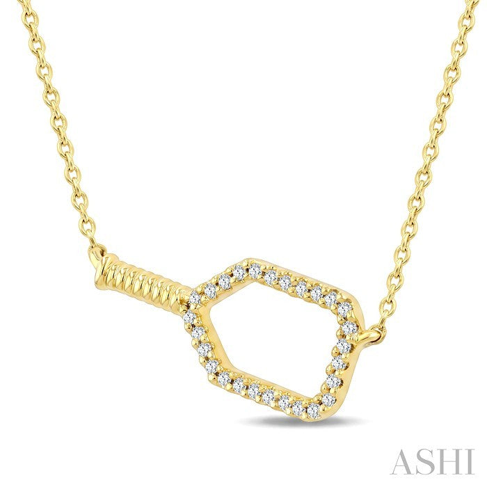 1/10 Ctw Round Cut Diamond Petite Pickleball Fashion Pendant With Chain in 10K Yellow Gold