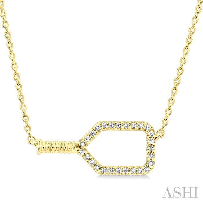 1/10 Ctw Round Cut Diamond Petite Pickleball Fashion Pendant With Chain in 10K Yellow Gold