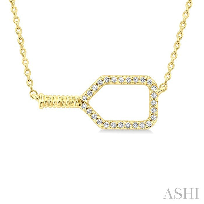 1/10 Ctw Round Cut Diamond Petite Pickleball Fashion Pendant With Chain in 10K Yellow Gold