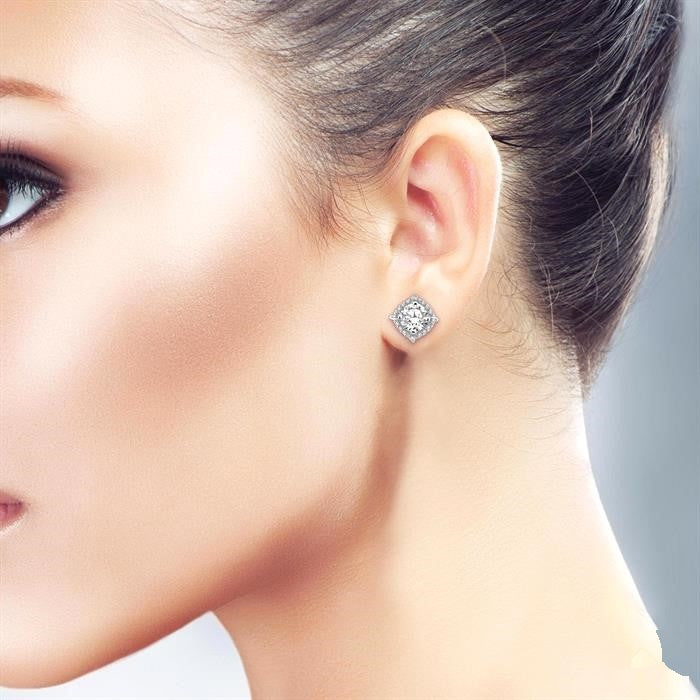 PhoXeLin 14K White Gold Diamond Pave Earrings
