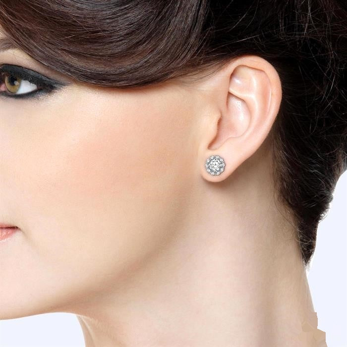ArLin 14K White Gold Diamond Statement Earrings