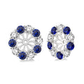 2.3 MM Round Cut Sapphire and 1/2 Ctw Round Cut Diamond Precious Earrings Jacket in 14K White Gold