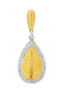 Diamond Pear Shaped Outline with Textured Dome Center and Bail Pendant