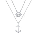 Diamond Anchor Ship Wheel Layered Necklace