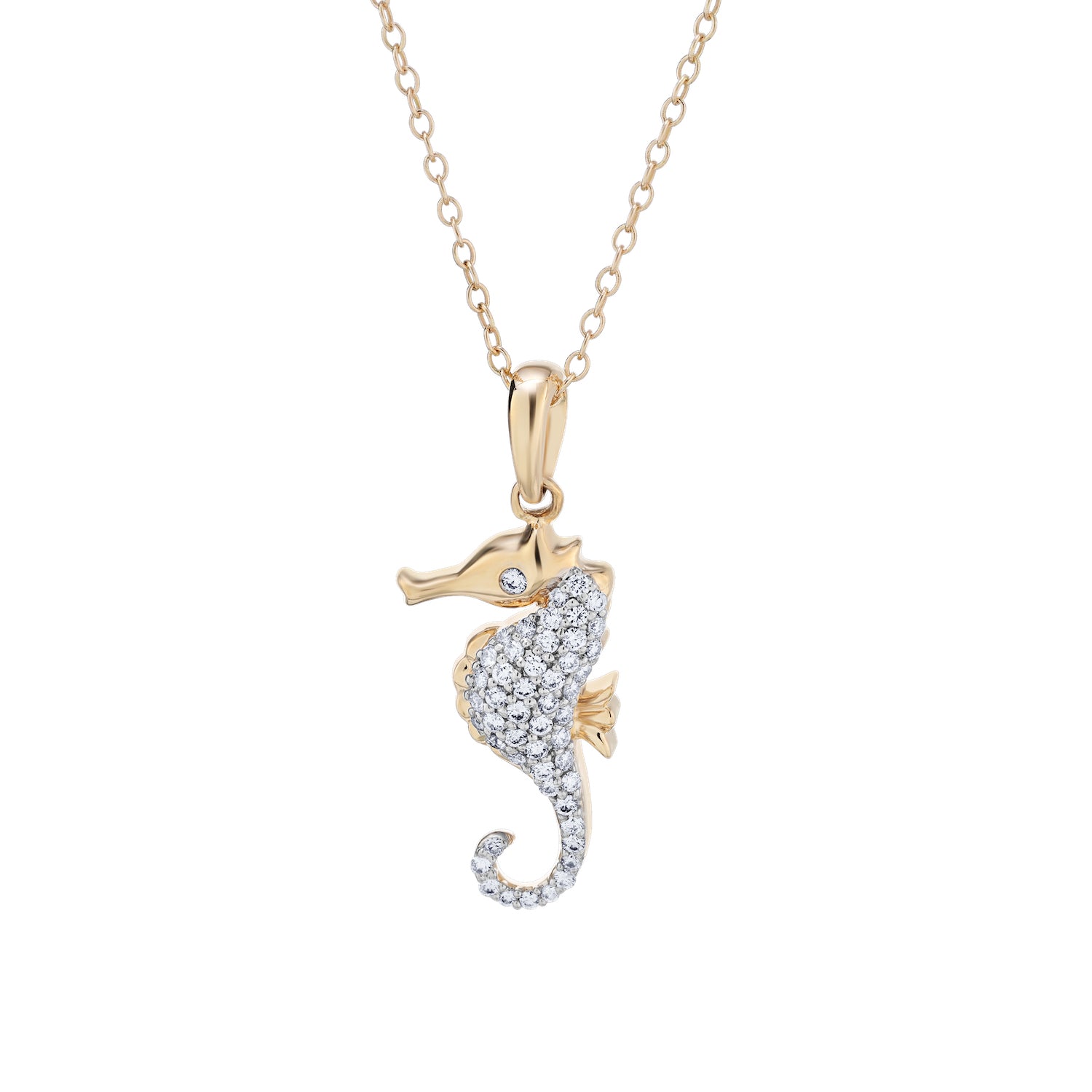 Diamond Sea Horse Pendant