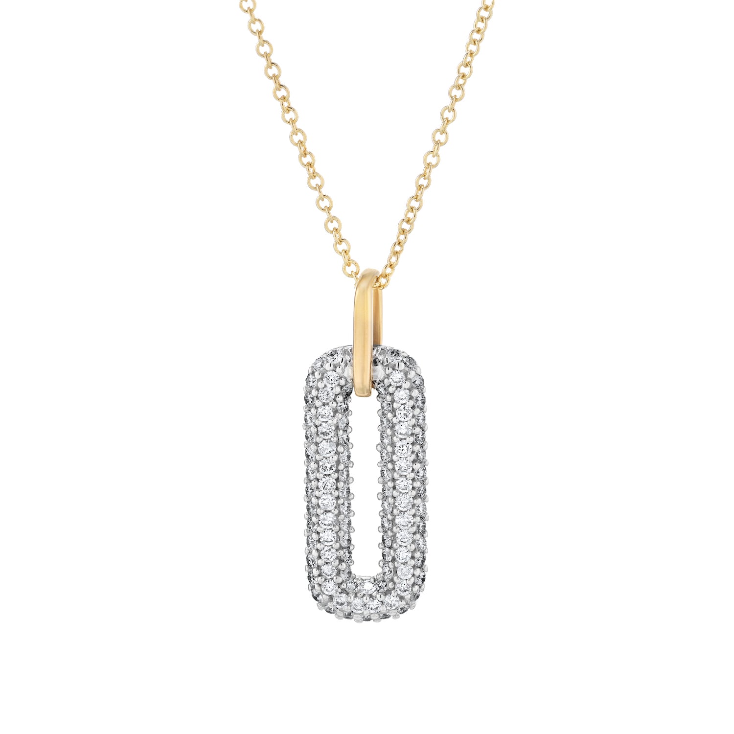 Diamond Pave Link Drop Pendant