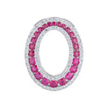Diamond Oval Shaped Genuine Ruby Pendant