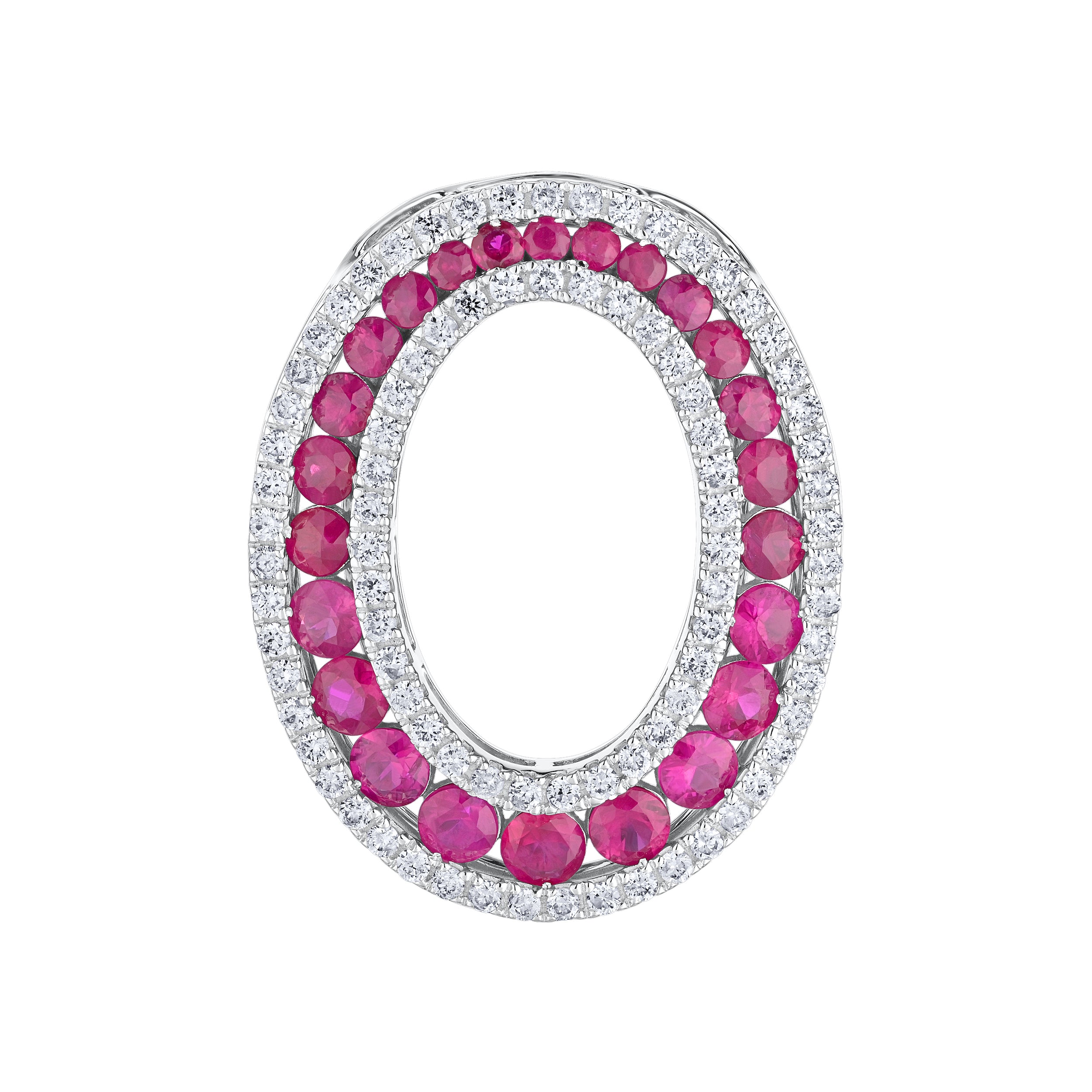 Diamond Oval Shaped Genuine Ruby Pendant