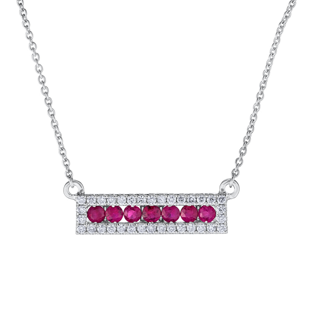 Diamond and Genuine Ruby Bar Pendant