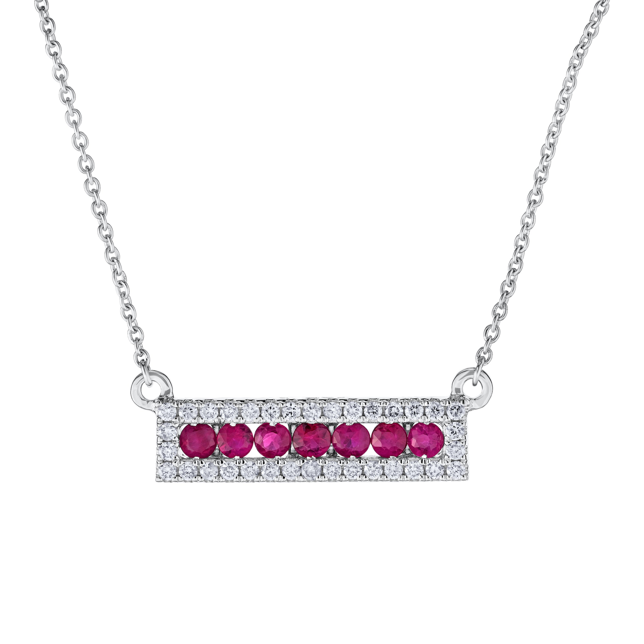 Diamond and Genuine Ruby Bar Pendant