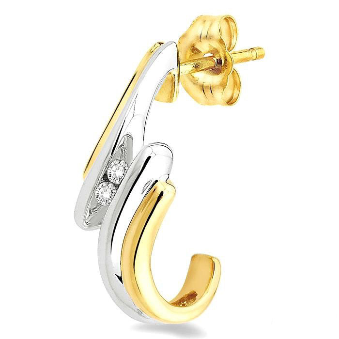 PhoVal 14K White Gold Diamond Two Tone Earrings