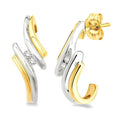 PhoVal 14K White Gold Diamond Two Tone Earrings