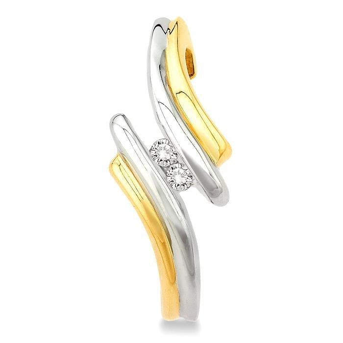 PhoVal 14K White Gold Diamond Two Tone Earrings