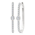 3/8 Ctw Oval and Round Cut Diamond Rectangular Fashion Hoop Earrings in 14K White Gold