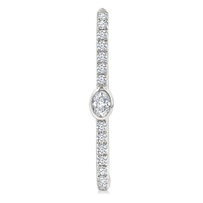 3/8 Ctw Oval and Round Cut Diamond Rectangular Fashion Hoop Earrings in 14K White Gold