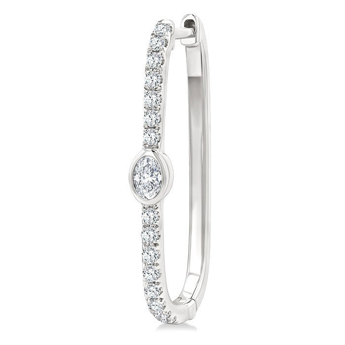 3/8 Ctw Oval and Round Cut Diamond Rectangular Fashion Hoop Earrings in 14K White Gold