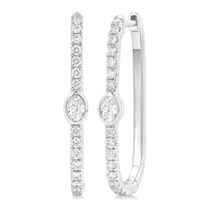 Oval Shape Diamond Fashion Hoop Earrings