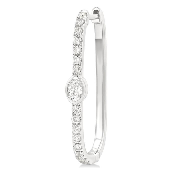 Oval Shape Diamond Fashion Hoop Earrings