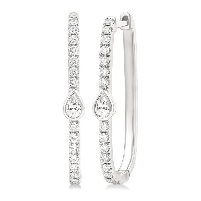 Pear Shape Diamond Fashion Hoop Earrings