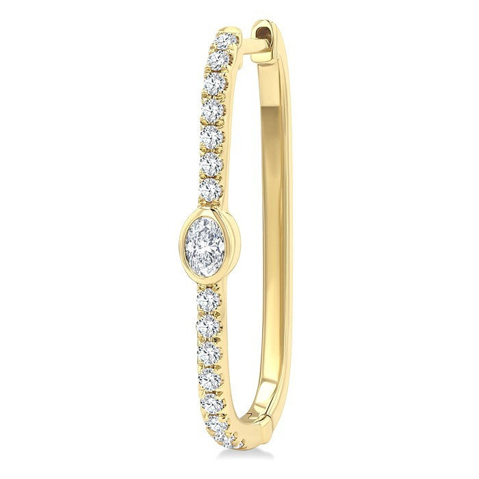 3/8 Ctw Oval and Round Cut Diamond Rectangular Fashion Hoop Earrings in 14K Yellow Gold