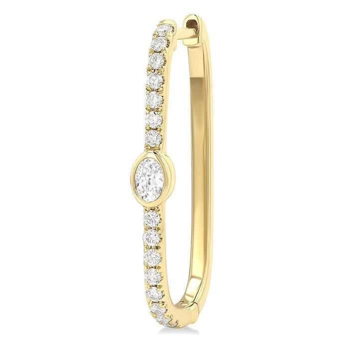 Oval Shape Diamond Fashion Hoop Earrings