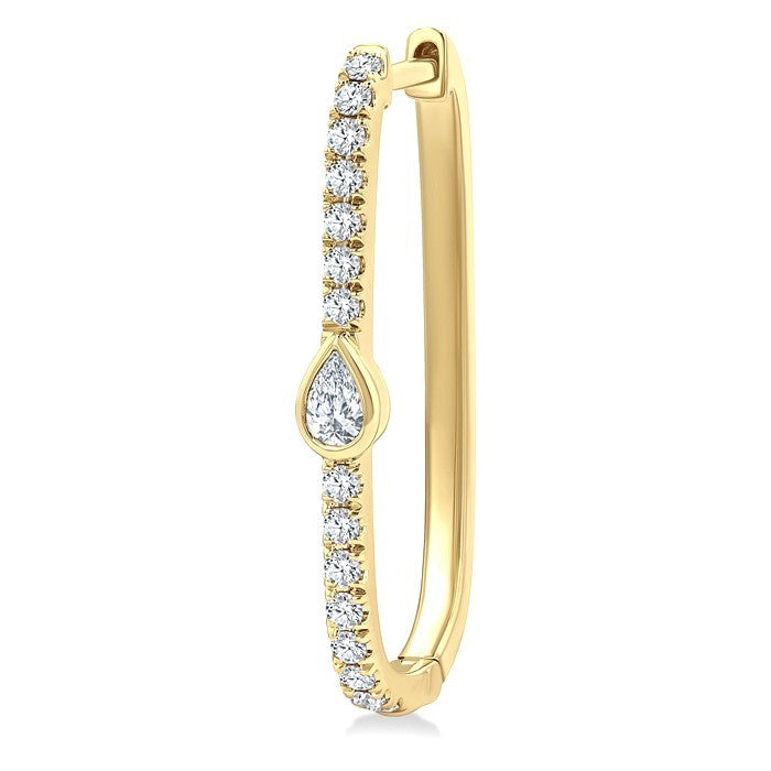 3/8 Ctw Pear and Round Cut Diamond Rectangular Fashion Hoop Earrings in 14K Yellow Gold