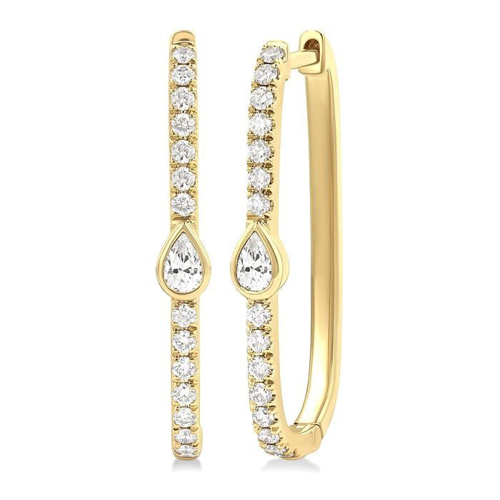 Pear Shape Diamond Fashion Hoop Earrings
