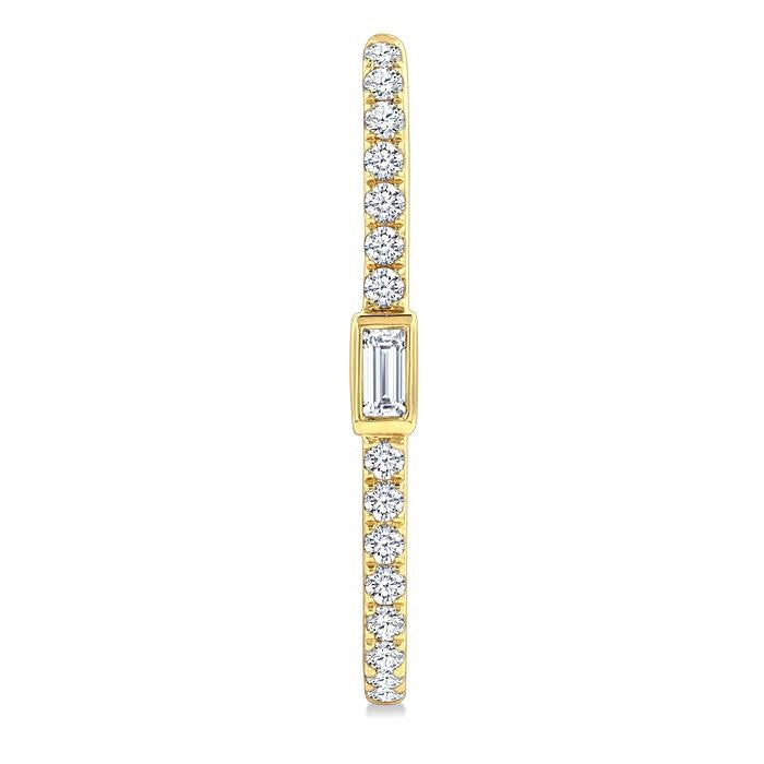 3/8 Ctw Rectangular Shape Baguette and Round Cut Diamond Fashion Hoop Earrings in 14K Yellow Gold