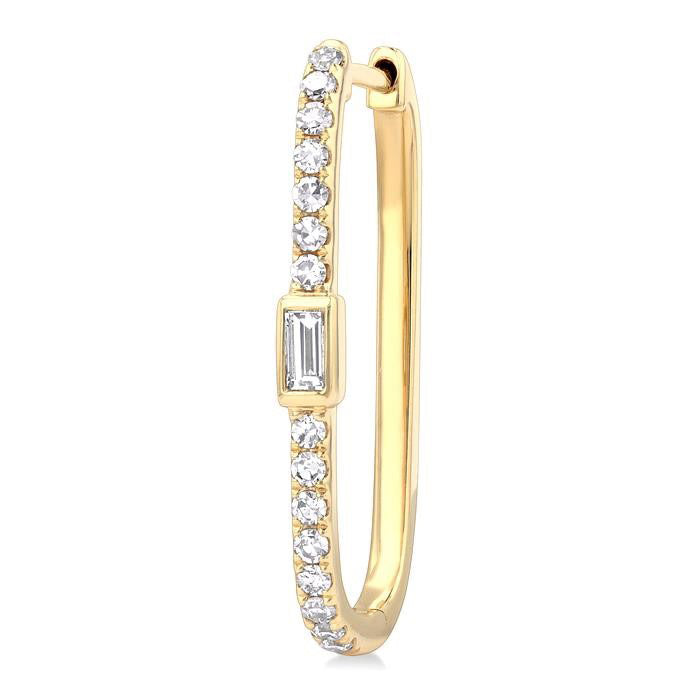 Rectangle Shape Diamond Fashion Hoop Earrings
