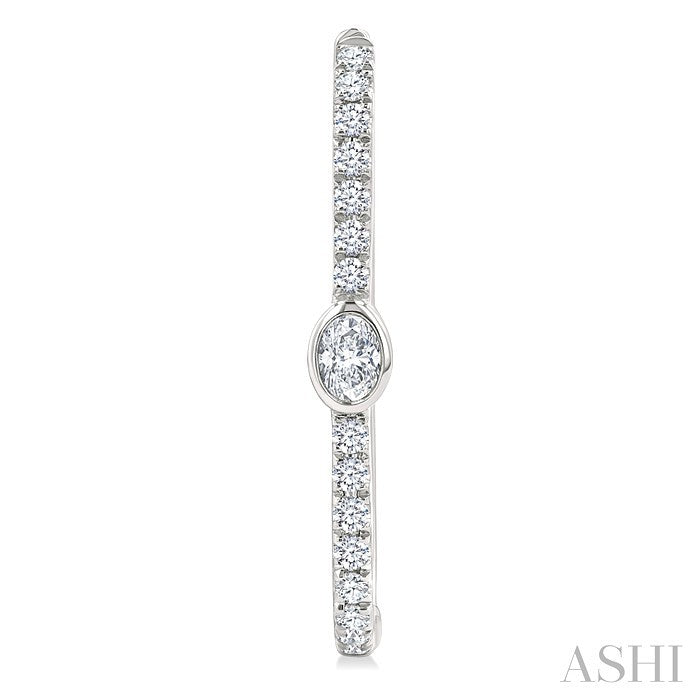 3/8 Ctw Oval and Round Cut Diamond Rectangular Fashion Hoop Earrings in 14K White Gold