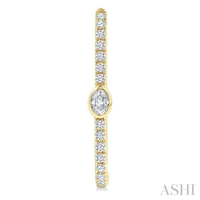 3/8 Ctw Oval and Round Cut Diamond Rectangular Fashion Hoop Earrings in 14K Yellow Gold