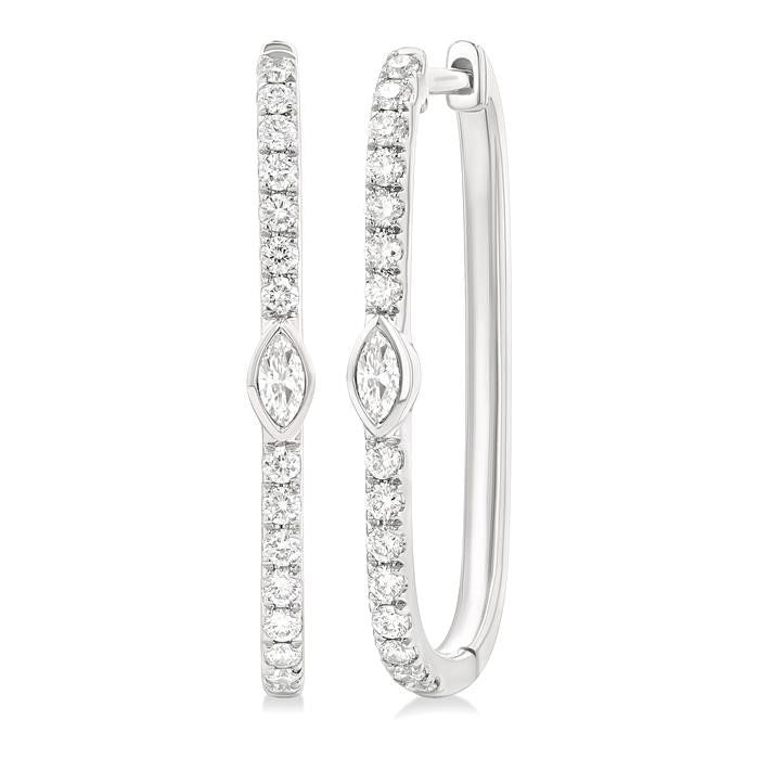 Marquise Shape Diamond Fashion Hoop Earrings