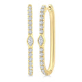 1/3 Ctw Marquise and Round Cut Diamond Rectangular Fashion Hoop Earrings in 14K Yellow Gold