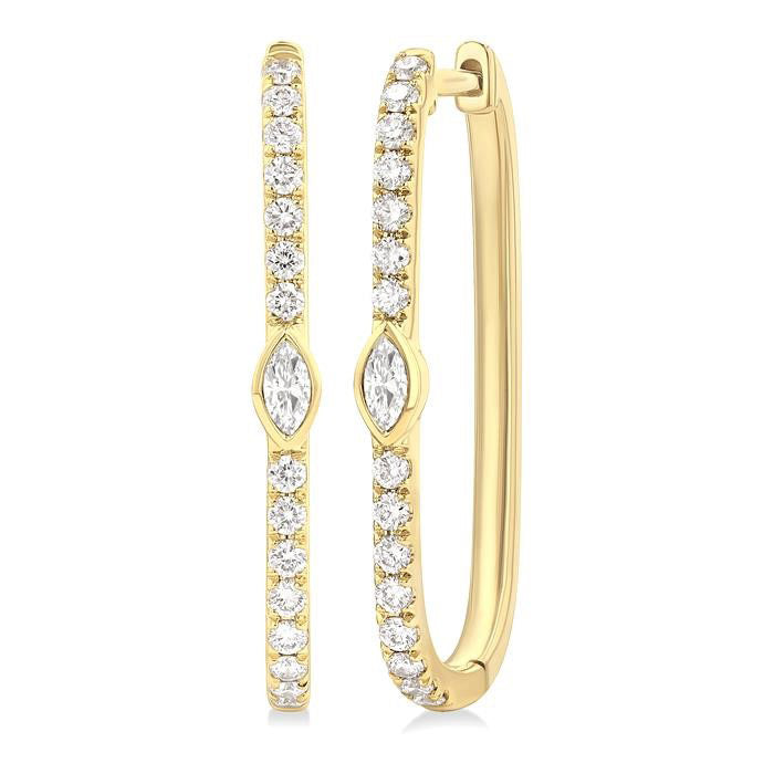 Marquise Shape Diamond Fashion Hoop Earrings