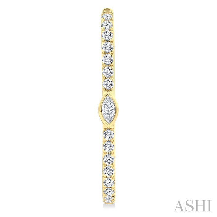 1/3 Ctw Marquise and Round Cut Diamond Rectangular Fashion Hoop Earrings in 14K Yellow Gold