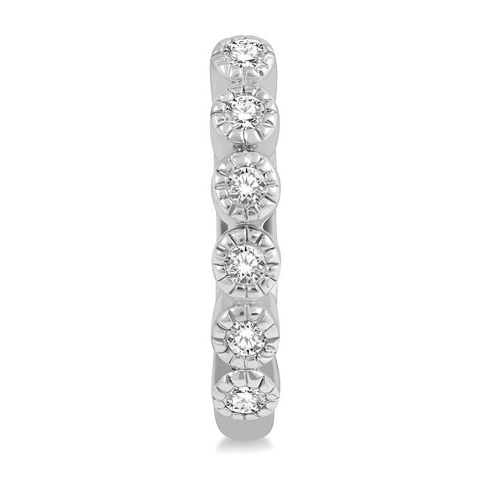 1/10 Ctw Round Cut Diamond Huggie Petite Earrings in 10K White Gold