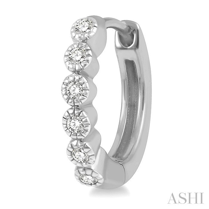1/10 Ctw Round Cut Diamond Huggie Petite Earrings in 10K White Gold