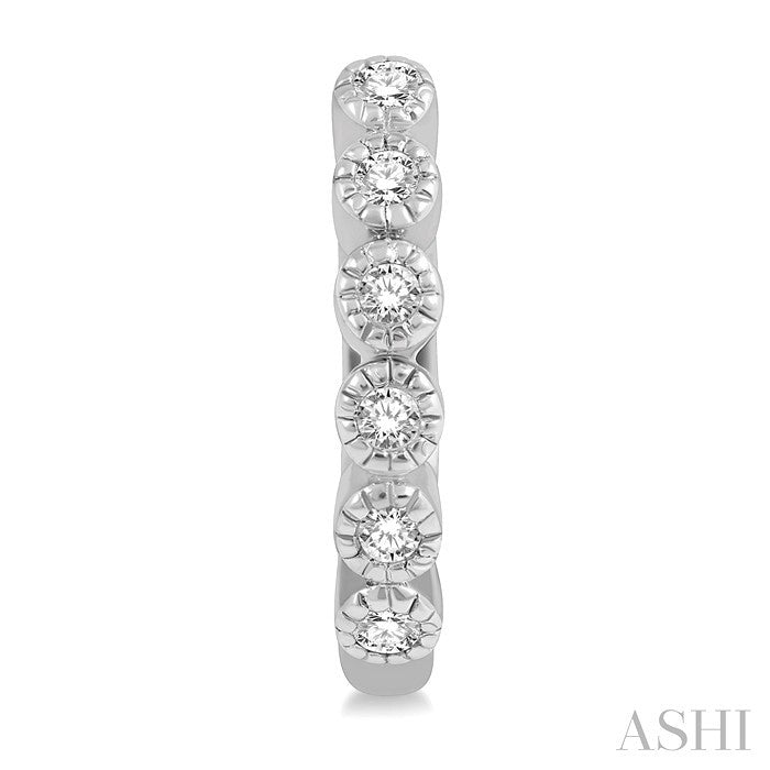 1/10 Ctw Round Cut Diamond Huggie Petite Earrings in 10K White Gold