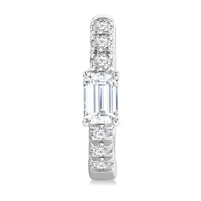 3/8 Ctw Octagon Shape and Round Cut Diamond Fashion Huggie Petite Earrings in 14K White Gold