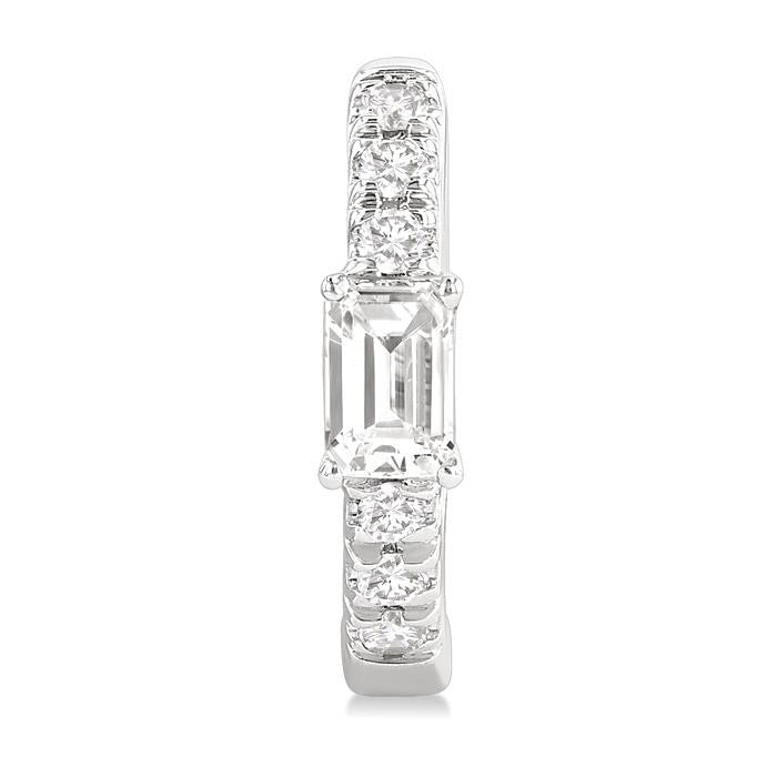 Emerald Shape Petite Diamond Fashion Huggie Earrings
