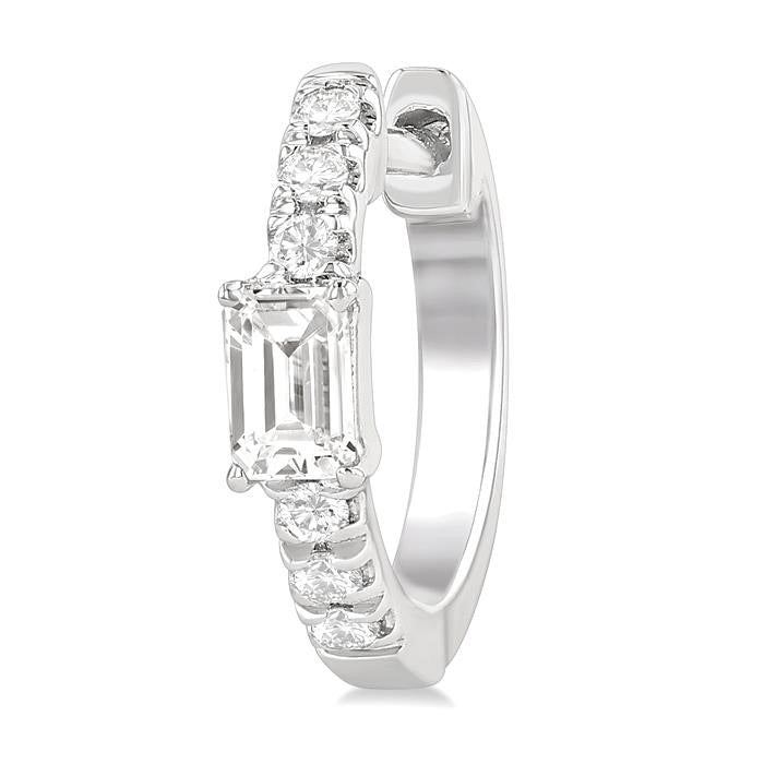 Emerald Shape Petite Diamond Fashion Huggie Earrings