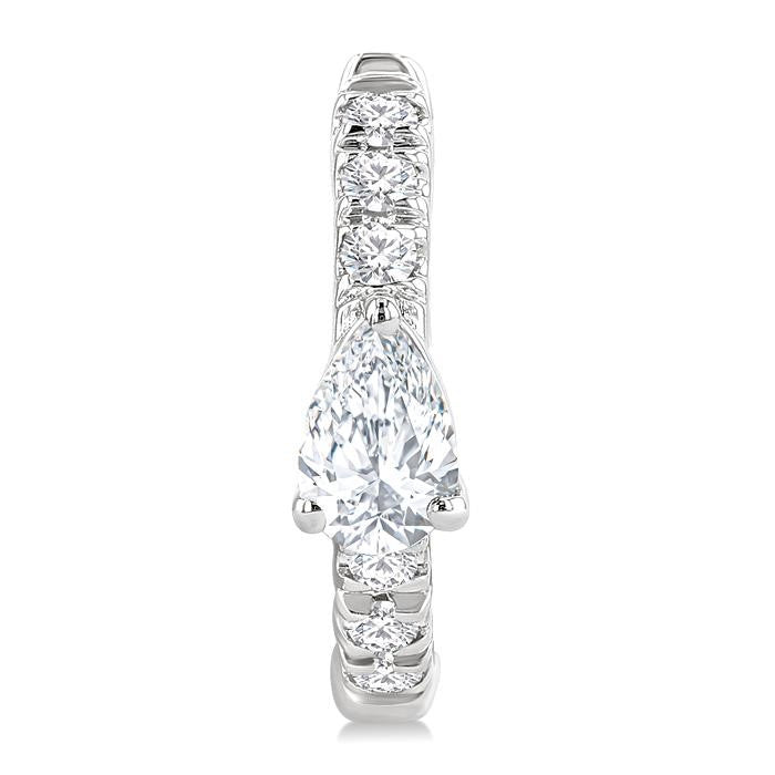 3/8 Ctw Pear Shape and Round Cut Diamond Fashion Huggie Petite Earrings in 14K White Gold