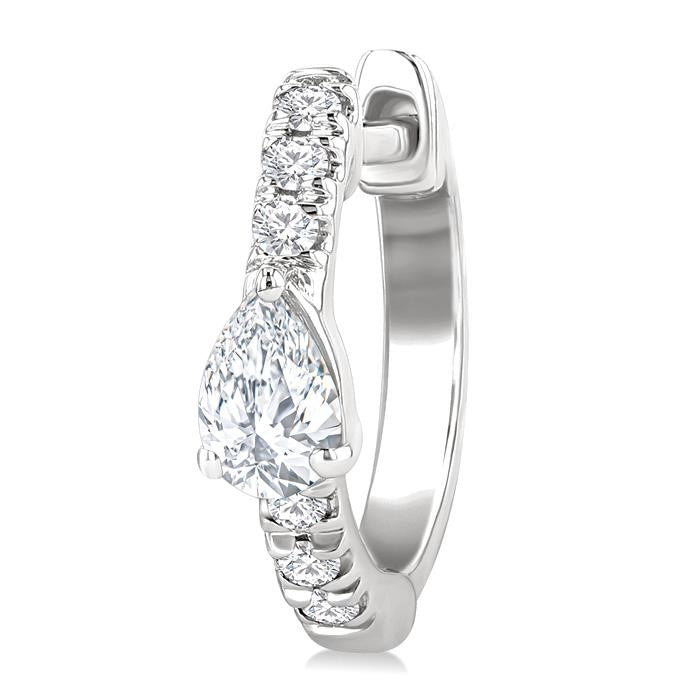 3/8 Ctw Pear Shape and Round Cut Diamond Fashion Huggie Petite Earrings in 14K White Gold