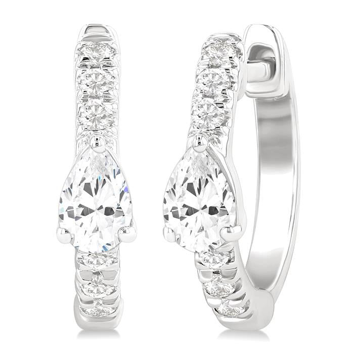 Pear Shape Petite Diamond Fashion Huggie Earrings