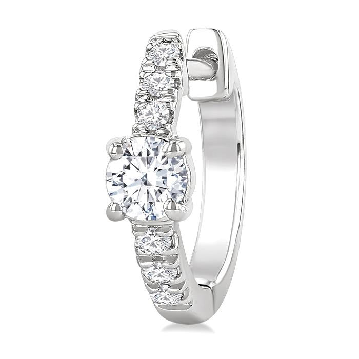 3/8 Ctw Round Shape Round Cut Diamond Fashion Huggie Petite Earrings in 14K White Gold