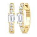 3/8 Ctw Octagon Shape and Round Cut Diamond Fashion Huggie Petite Earrings in 14K Yellow Gold