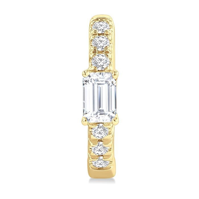 3/8 Ctw Octagon Shape and Round Cut Diamond Fashion Huggie Petite Earrings in 14K Yellow Gold